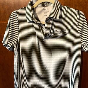 Boys Ocean Club Garb Green and White Stripped Golf Shirt Size 11-12